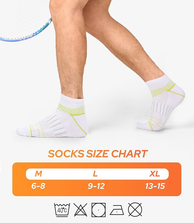 BAMBOO COOL Men's Athletic Ankle Socks Moisture Wicking, Anti-Odor Breathable Running Mesh Socks Arch Support, 8 Pack