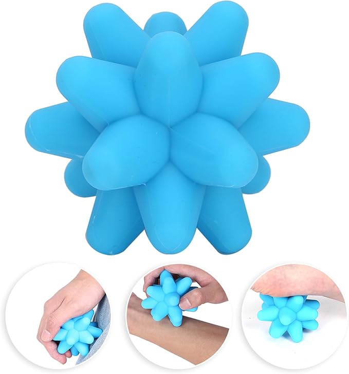 1PCS Spiky Massage Ball, 80mm Silicone Trigger Point Massage Ball, Blue Fascia Balls for Reaction Training, Massage