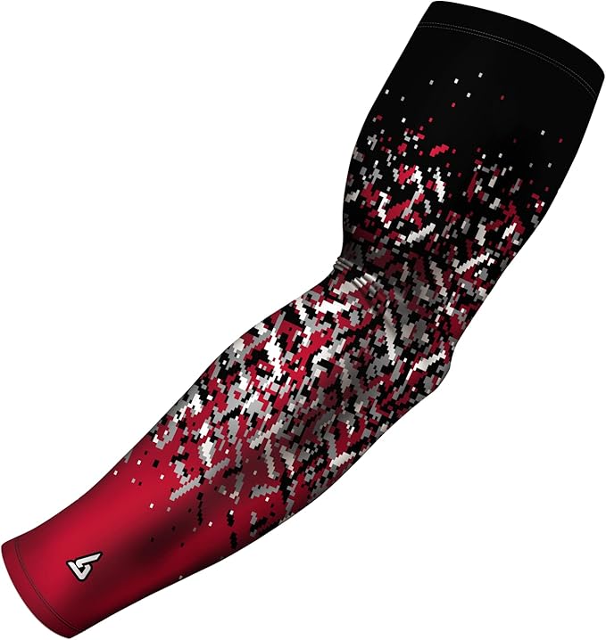 B-Driven Sports Pro Fit Compression Arm Sleeve for Men Women & Youth, Basketball Baseball Football, Single Digital Designs