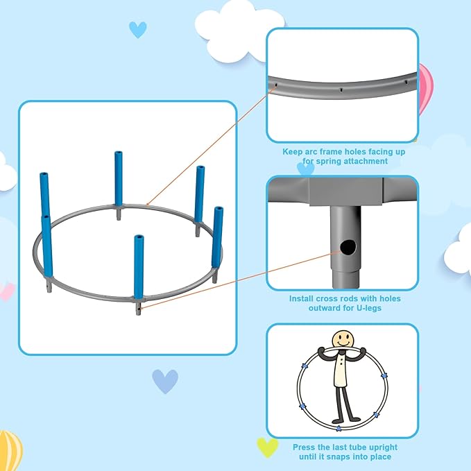 HomeCare 55" Trampoline for Kids, 440lbs Capacity ASTM-Approved Mini Toddler Trampoline with Safety Enclosure Net,4 in 1 Adjustable Gymnastics Bar & Toys, Indoor & Outdoor, Gifts for Boys & Girls Age