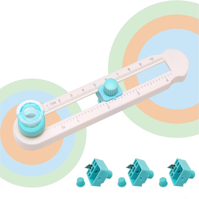 Oythiem Circle Cutter Tool for Paper Crafts - Rotary Cutter Round Cutting Knife with 3 Replaceable Blades for Scrapbooking, Card Making, Art And Diy Crafts, Fits Circles with A Radius Between 0.6"-4"