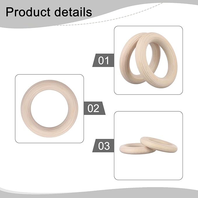 2 PCS wood Gymnastics Rings, Double Circle Gymnastics Rings Gym Ring, Non-slip and Sweat-Absorbent for Kids Adult Home Fitness Pull Up(25mm 19cm)