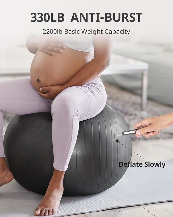 Trideer Exercise Ball for Yoga, Pilates & Fitness – Stability Ball Equipment for Home Gym & Office Chair, Core & Balance Training Accessories, Physical Therapy Equipment, Quick Pump Included, 5 Sizes