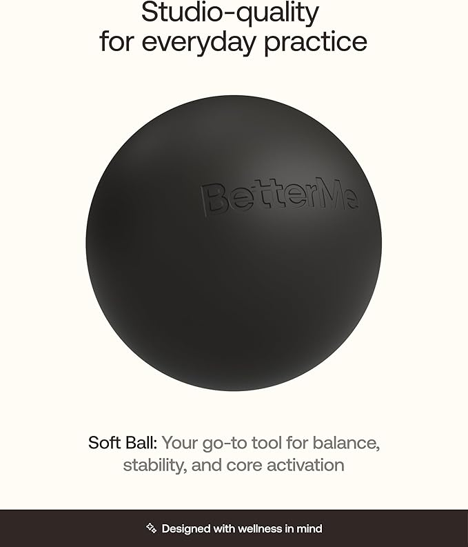 BetterMe Soft Pilates Ball – 8 Inch Mini Exercise Ball for Pilates, Yoga & Core Training – Small Stability Ball for Women – Portable Workout Tool