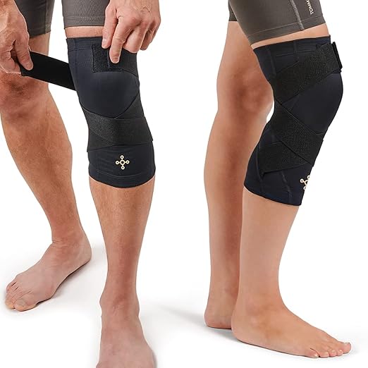 Tommie Copper Pro-Grade Compression Knee Sleeve, Unisex, Men & Women, Adjustable Ultimate Support Sleeve, Integrated Straps for Knee Stability & Muscle Support - Black, Large