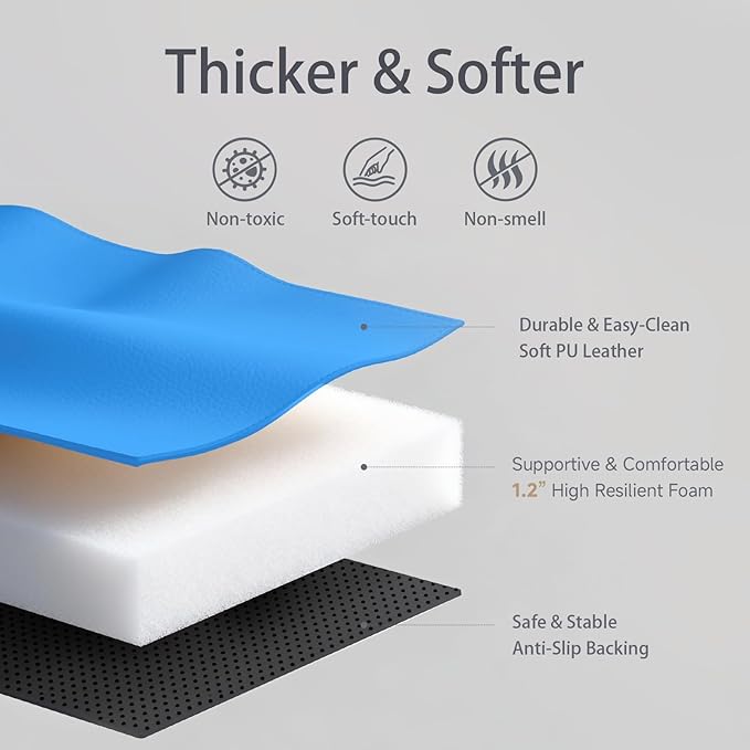 TODIBY Foam Baby Play Mat: PU Leather Waterproof Kids Playmat - Trifold Floor Mat - Large Play Mat for Playpen Thick Pad Fodable Mattress Soft Toddler Mattress Infant Cushion for Preschool (Modern)