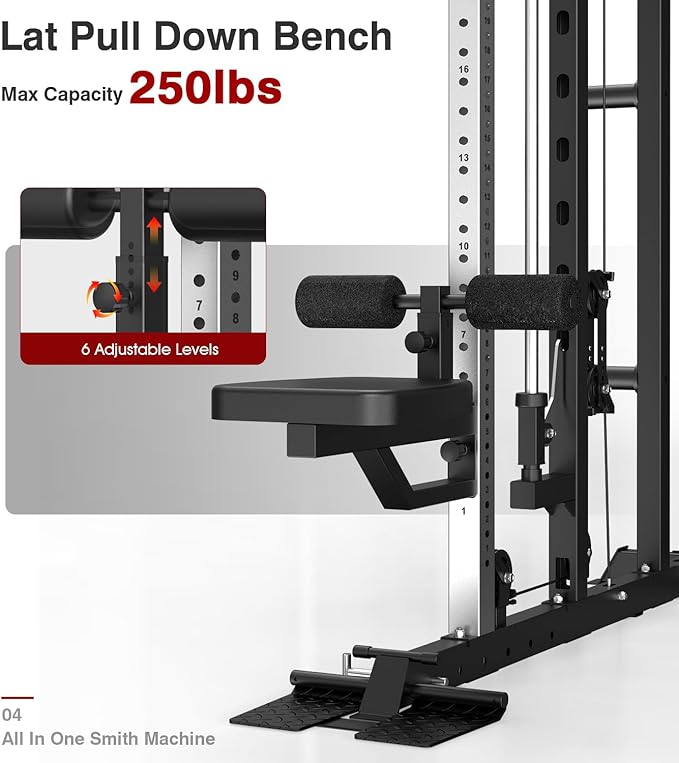 DONOW Smith Machine with Weight Stacks, Multi Function Home Gym System Training Power Cage Squat Rack Dual Cable Crossover Machine All in One