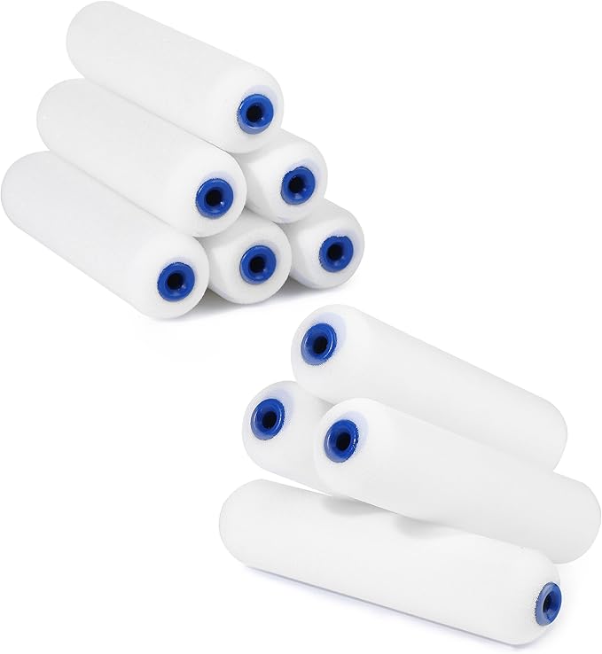 Bates- Foam Paint Roller Covers, 6", 10 Pack, White, High Density Foam Roller Paint