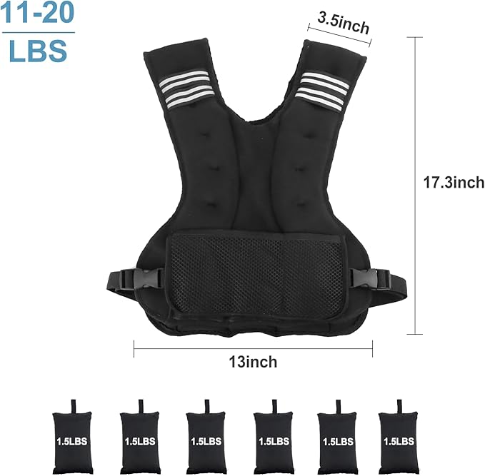 Henkelion Adjustable Weighted Vest for Men Women Weights Included, 4-10lbs/11-20lbs Body Weight Vests Adjustable for Running, Training Workout, Jogging, Walking