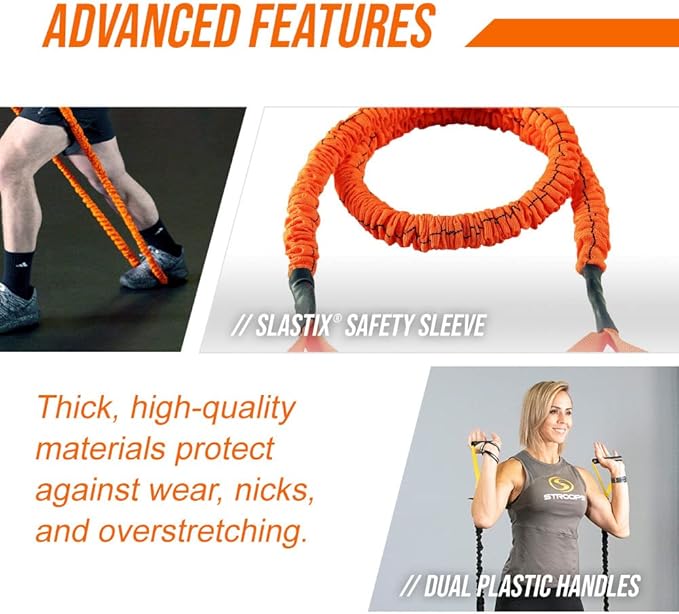 Stroops Slastix Toner Resistance Bands with Handles | Safe Sleeve Exercise Bands for Strength Training, Full Body Workouts, and Home Gym Fitness