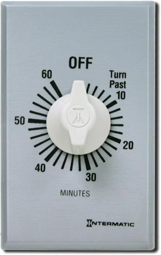 Intermatic SW60MK 60-Minute Spring Wound Timer - Energy-Saving Control for LED/CFL Lights - Versatile Usage for Fans, Motors, Heaters - No-Electricity Operation, Easy Installation
