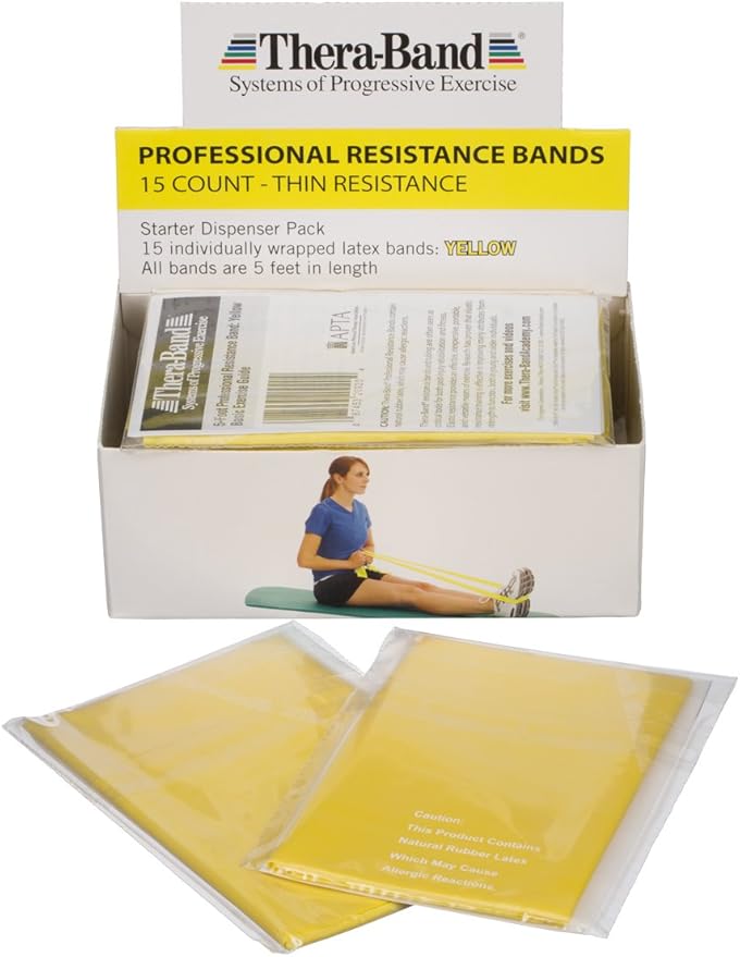 THERABAND Resistance Bands, 5 Foot, 15 or 30 Count Professional Latex Elastic Bands for Upper & Lower Body Exercise, Physical Therapy, Pilates, Home Workouts, & Rehab