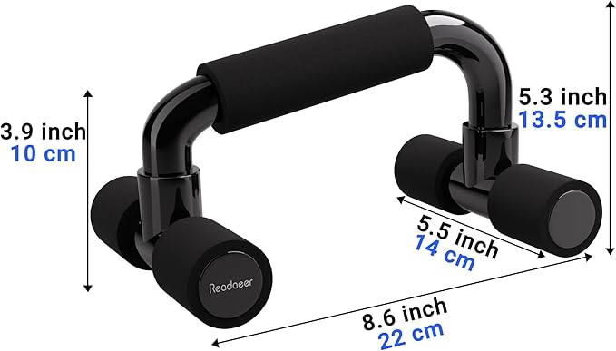 READAEER Push Up Bars Gym Exercise Equipment Fitness 1 Pair Pushup Handles with Cushioned Foam Grip and Non-Slip Sturdy Structure Push Up Bars for Men & Women