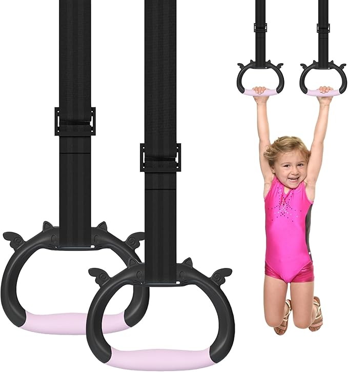 Gymnastics Rings, Children's Home Gym Equipment, Children's Adjustable Strap Strength Training Rings, Pulling Rings for Physical Training