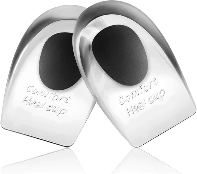 Heel Cups for Achilles Tendonitis & Plantar Fasciitis - 2 Pack Gel Shoe Inserts for Heel Pain Relief, Arch Support, for Women & Men