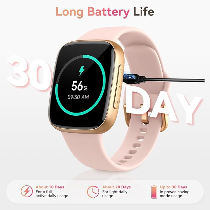 Smart Watch for Women, Answer/Make Call, 1.85" AMOLED Always-On Display Screen Smartwatch for iPhone & Android, 3ATM Waterproof Fitness Tracker with Heart Rate/Sleep/SpO2 Monitor, 100+ Sport Modes