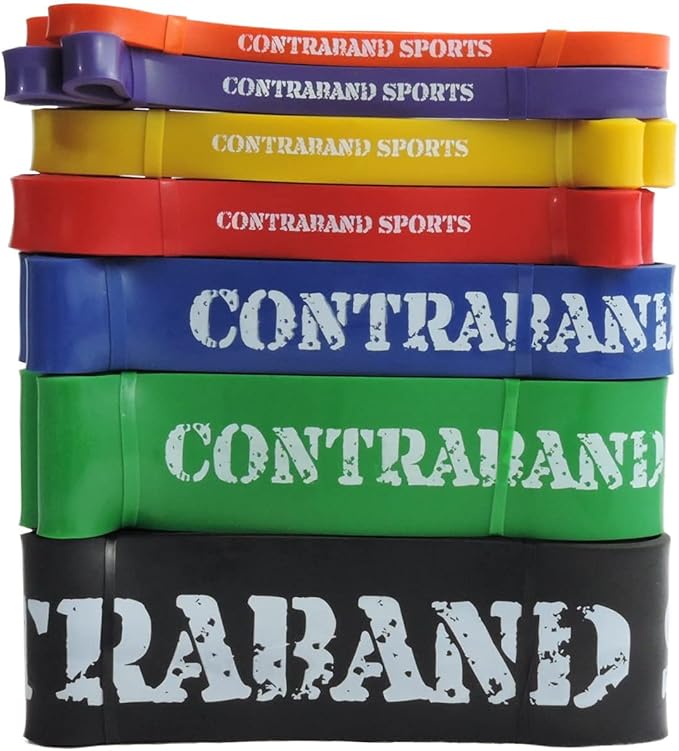 Contraband Sports 7419 41in Loop Elastic Resistance Bands, Weight Lifting Bands, Powerlifting Bands, Pullup Assistance Bands, and Yoga Stretch Bands - Perfect for Gym, Home, or Travel