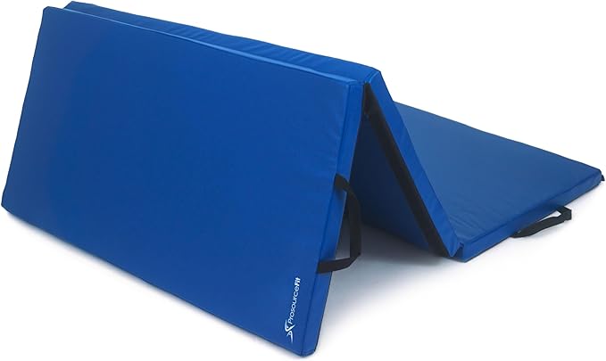 ProsourceFit Tri-Fold Folding Thick Exercise Mat 6’x4’ with Carrying Handles for Tumbling, Martial Arts, Gymnastics, Stretching, Core Workouts