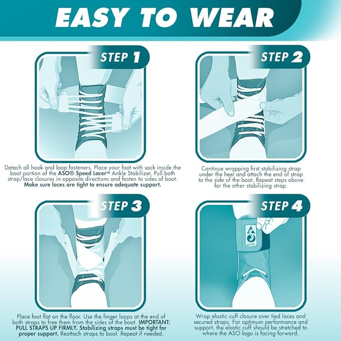 Med Spec ASO Speed Lacer – Ankle Brace for Sprained Ankle and Peroneal Tendonitis, Orthopedic Ankle Support for Men, Women, Adults, Teens and Kids, Sports Injury Recovery