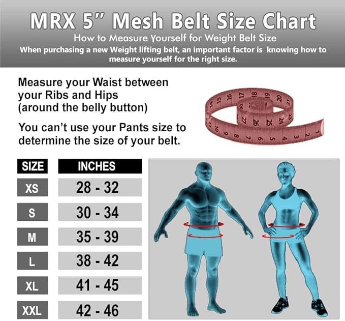 MRX Weight Lifting Belt with Double Back Support Gym Training 5" Wide Belts 11 Colors