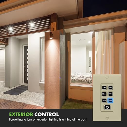 TOPGREENER 2-Hour No Neutral Wire Countdown Timer Switch, 5-10-20-30 Min 1-2 Hour Settings, for Fans and Lights, LED Indicator, 120VAC 60Hz, 1/2HP, 150W LED, UL Listed, TGT06-2H-JT-I, Ivory