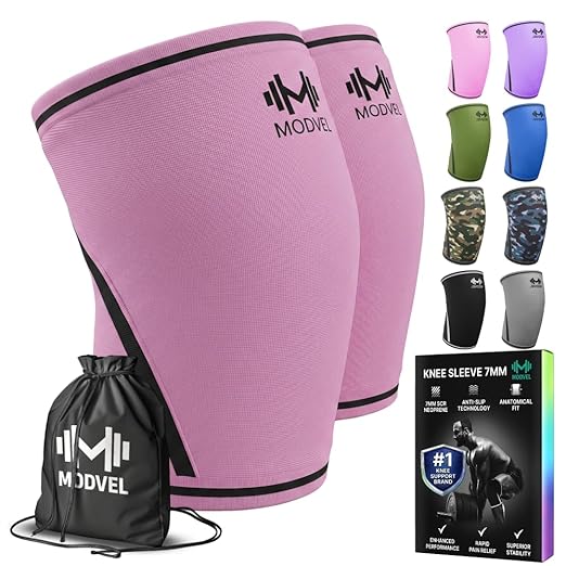 Modvel Strength 7mm Knee Sleeves (Pair) for Weightlifting & Powerlifting (USPA, IPL Approved) | High-Performance Knee Compression Support For Squats, Weight Lifting - Men and Women