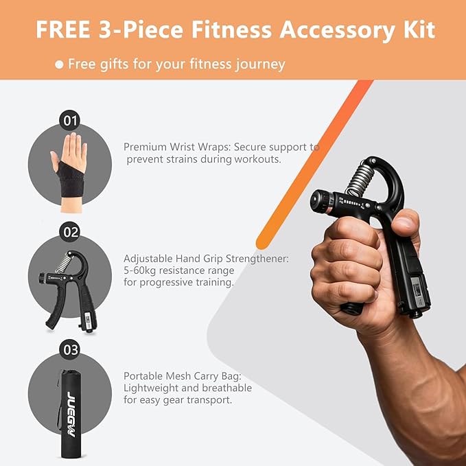 Cordless Battle Ropes for Home Workout – Ropeless Adjustable HIIT & Strength Training Kit with Hand Gripper & Wrist Wraps – Portable Full Body Fitness Equipment for Small Spaces