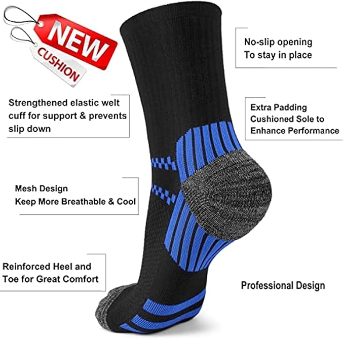 Copper Compression Socks Women and Men 6 Pairs - Circulation Arch Support Plantar Fasciitis Running Ankle Socks