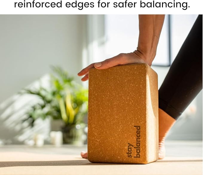 Cork Yoga Blocks 2 Pack – High Density Non Slip with Select Cork Grain for Chip-Resistant Durability | Extra Thick 4” for Support & Stability | Natural, Smooth, and Crumble Free | Body By Yoga