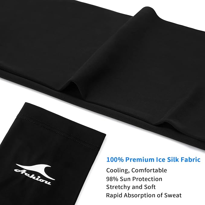 Achiou Cooling Ice Silk Arm Sleeves, Summer UV Sun Protection Compression Sleeves UPF 50+ for Women Volleyball Youth Sports