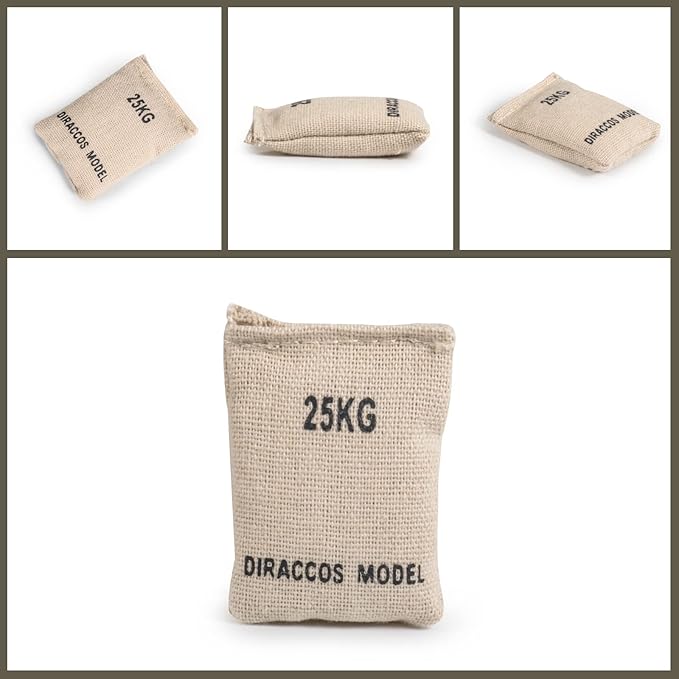 Handmade 1/16 Scale Sand Bags Set, 6pcs Sandbag Accessory for RC Tank Model Soldier Action Figure, 1:16 Military Sandbags for Trench Warfare Battle WWII WWI