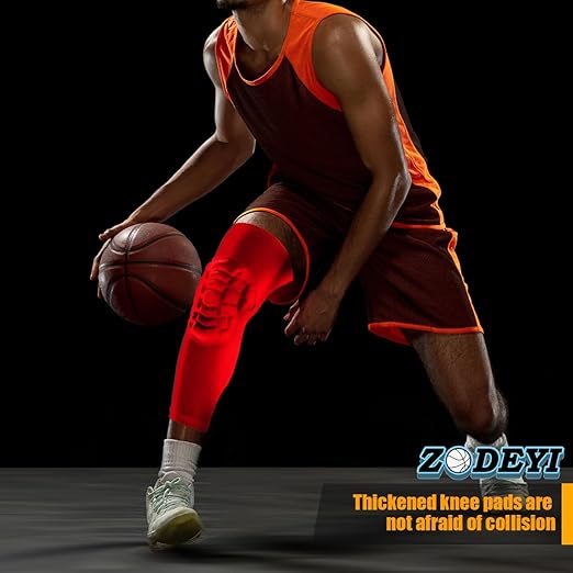 Knee Pads Wrestling Knee Sleeve Compression Leg Sleeves for Volleyball Basketball, Knee Compression Sleeve for Youth and Adult(Red_XL_2 Pcs)