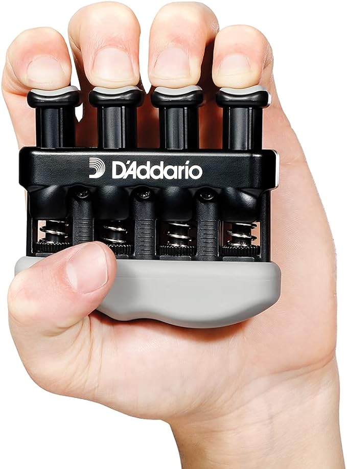 D'Addario Varigrip Finger Strengthener with Fiddilink - Finger Exerciser & Guitar Trainer with Simulated Strings for Callus Building - Strengthening & Coordination Tool for Guitar Players