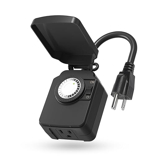 BN-LINK 24 Hour Heavy Duty Mechanical Timer, Outdoor Timer Outlet Waterproof with 30 Minutes Intervals, 1 Grounded Outlets for Christmas Lights Pool Pump,15A 1/2HP, ETL Listed