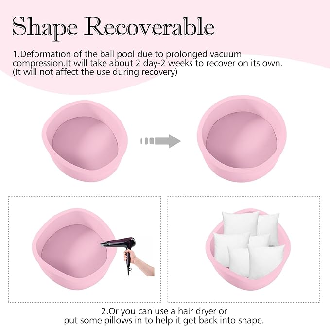 SHJADE 47.2"x 13.8" Foam Ball Pit, Large Ball Pits for Toddlers, Soft Round Playpen Ball Pool for Kids, Ideal Gift for Child Indoor and Outdoor Game, Pink(Balls not Included)