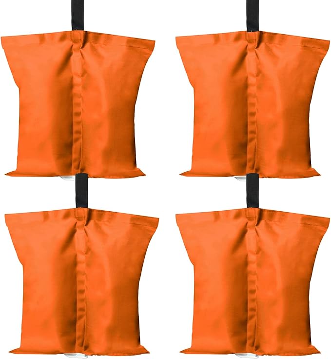 ABCCANOPY Canopy Weights 120 LBS Tent Sand Bags,4-Pack Orange (Without Sand)