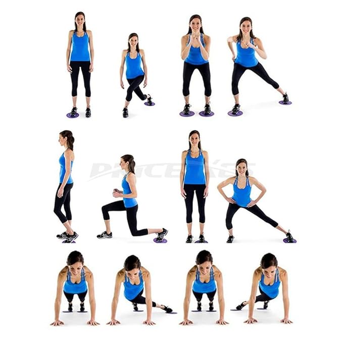 2 x Dual Sliding Discs Exercise Sliders Core Sliders Fitness Ultimate Trainer Gym Home Abdominal & Total Full Body Workout Equipment on ALL surfaces Slide & Glide Exercises (Blue, Triangle)