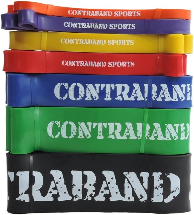 Contraband Sports 7419 41in Loop Elastic Resistance Bands, Weight Lifting Bands, Powerlifting Bands, Pullup Assistance Bands, and Yoga Stretch Bands - Perfect for Gym, Home, or Travel