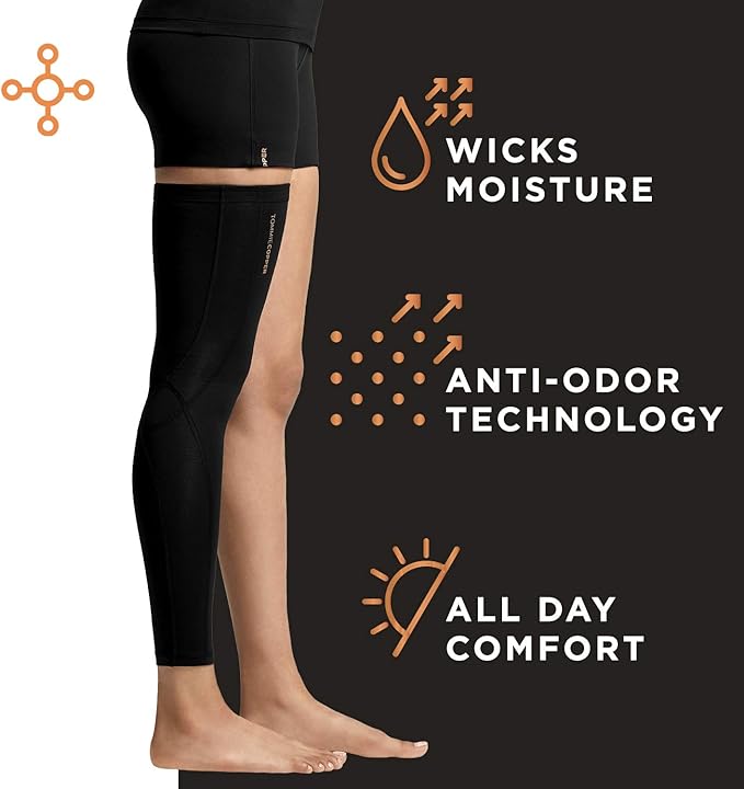 Tommie Copper Performance Compression Leg Sleeve, Unisex, Men & Women | Breathable Support for Muscle Fatigue & Recovery