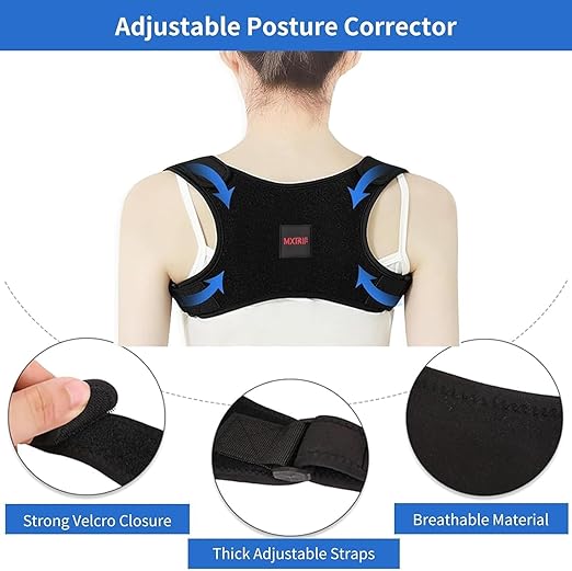 Posture Corrector for Women and Men, Adjustable Back Brace for Spine Alignment and Posture Support, Upper Back Pain Relief, Comfortable and Effective Back Brace for Better Posture