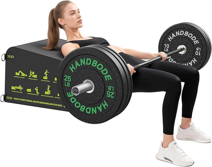 HANDBODE Hip Thrust Bench, Multi-Functional Slip-Free Hip Thrust Machine for Glute Bridge, Box Jump, Push-Ups, Squat, Ab Exercise, Suitable for Home & Gym