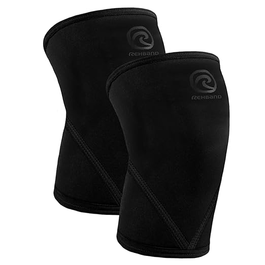 Rehband Classic 7mm V Knee Sleeve for Weightlifting, Competition Grade Powerlifting Knee Sleeve, Compression Sleeve for Crossfit, Squats, Gym & Heavy Lifts, Colour:Carbon/Black - 1 Pair, Size:X-Small