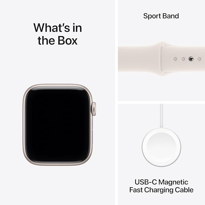 Apple Watch SE 3 [GPS + Cellular 44mm] Smartwatch with Starlight Aluminium Case with Starlight Sport Band - M/L. Fitness and Sleep Trackers, Heart Rate Monitor with AppleCare+ (2 Years)