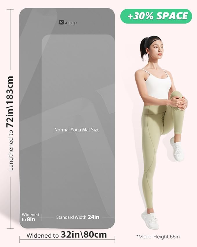 KEEP Yoga Mat - Premium 7mm Thick Exercise Mat, Anti-Tear 32'' Extra Wide Fitness Mat with Strap for Men & Women, Non Slip Pilates Mat for Home Yoga, Pilates, Gym, Stretching, Floor & Fitness Workouts