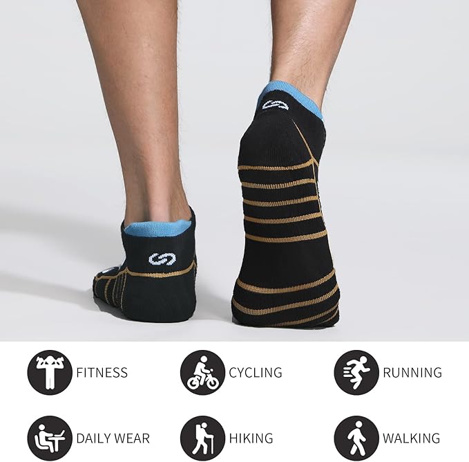 Lapulas Athletic Running Ankle Socks, Low Cut Cushioned Anti-Blister Tab Sports Socks Men Women 6Pairs