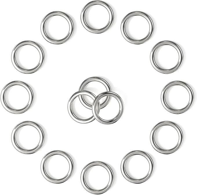 Stainless Steel O Rings 1 Inch, Round Metal Ring Buckles, Solid Welded Metal Loop for Dog Collars, Macrame, Hanging Strap Slings, 15PCS