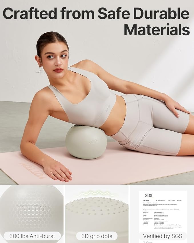 YOTTOY Small Exercise Ball，9-inch Pilates Ball with Anti-Burst Technology for Stability, Ideal for Yoga, Pilates, Physical Therapy & Home Workouts