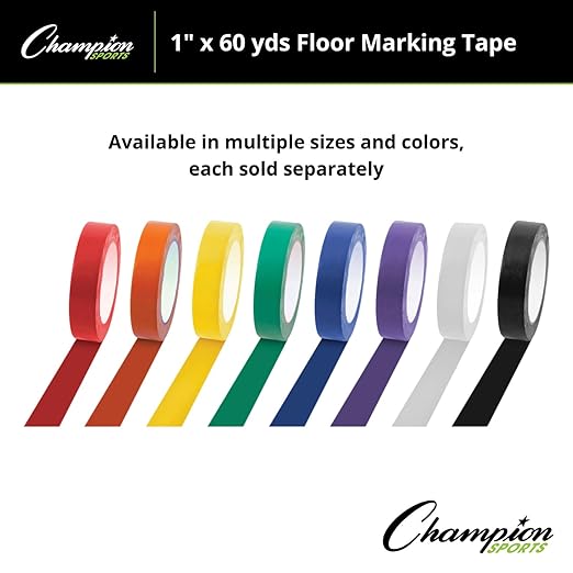 Champion Sports Vinyl Tape, 1” Wide x 60 Yards Long, Purple - Durable Floor Marking Tape - Schools, Gyms, Restaurants