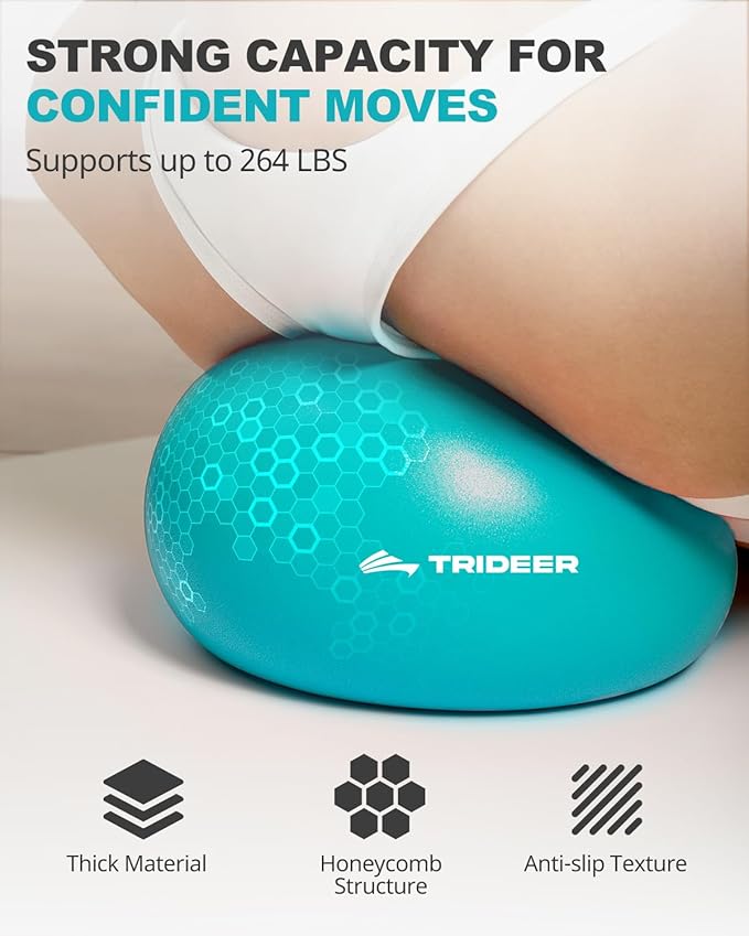 Trideer Exercise Ball for Yoga, Pilates & Fitness – Stability Ball Equipment for Home Gym & Office Chair, Core & Balance Training Accessories, Physical Therapy Equipment, Quick Pump Included, 5 Sizes
