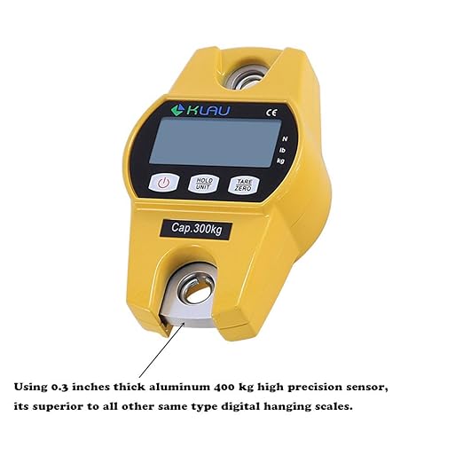 Klau Mini Hoist 300 kg / 600 lb Crane Scale Industrial Heavy Duty Digital Hanging Scales Yellow for Home Farm Factory Hunting